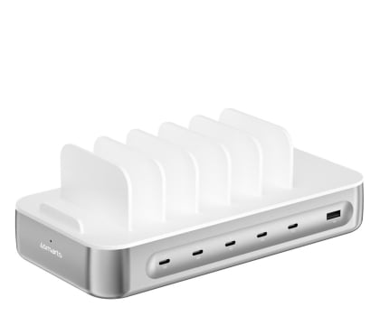 Ładowarka do smartfonów 4smarts Stacja ładująca Team 100W 5xUSB-C z zestawem 6 kabli srebrny